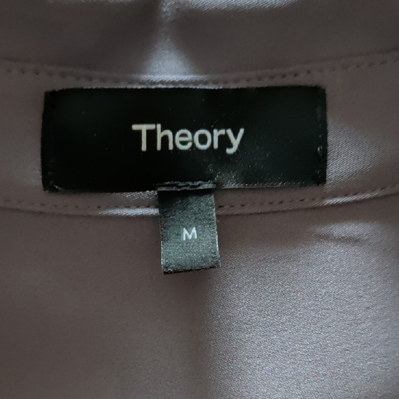 Theory Lavender Button-Front Long Sleeve Blouse - Picture 2 of 6